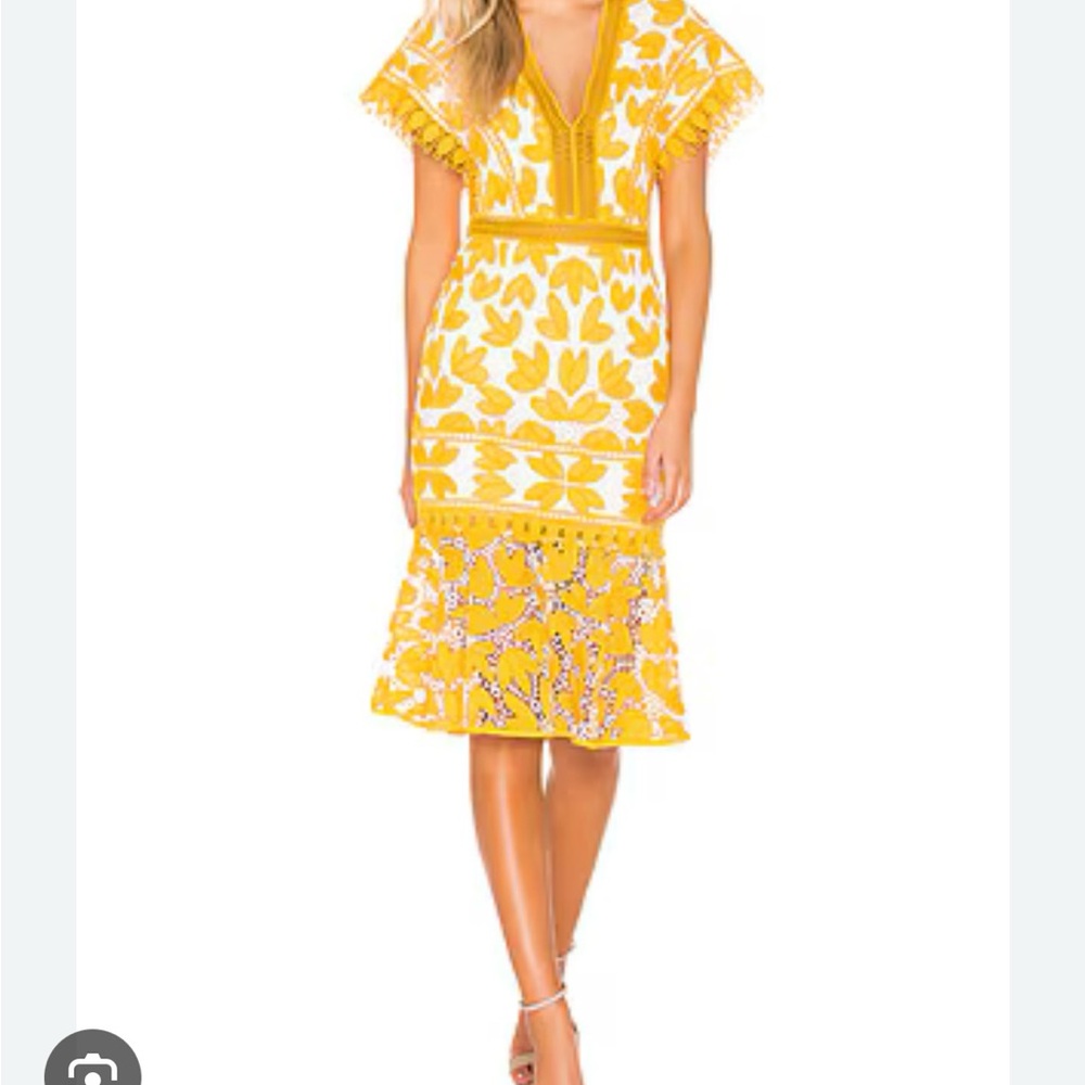 SAYLOR Kaiya Yellow and White Flutter Sleeve Sundress